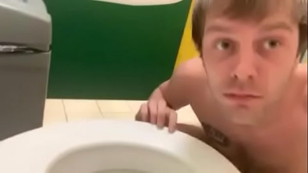 Toilet faggot in public bathroom