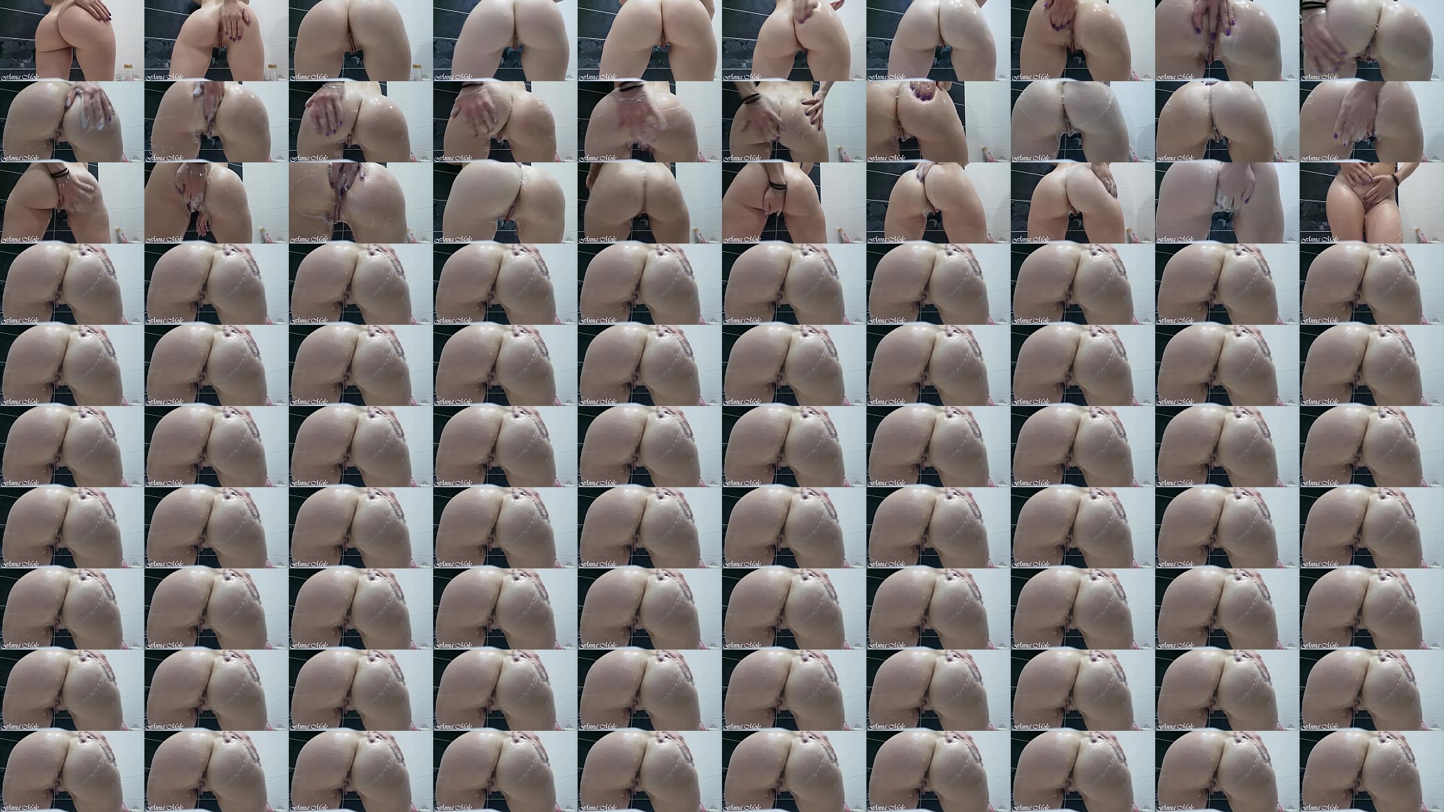 Close-up, A girl with a big white ass in the bathroom washes her holes. Anna Mole 预览图