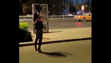 Men and women wearing black stockings exposed outdoors