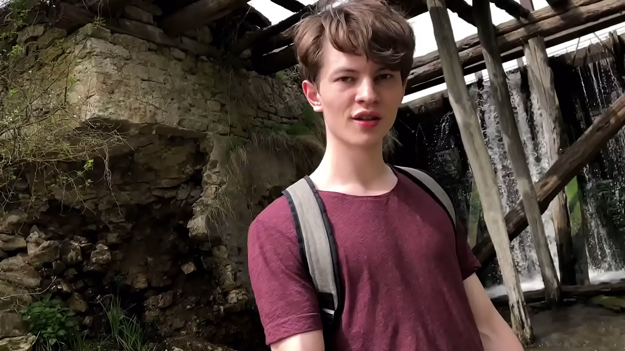 Hot Hunk Jerking his Big Dick (23cm) in Public Place near the Dam/ Teen Boy