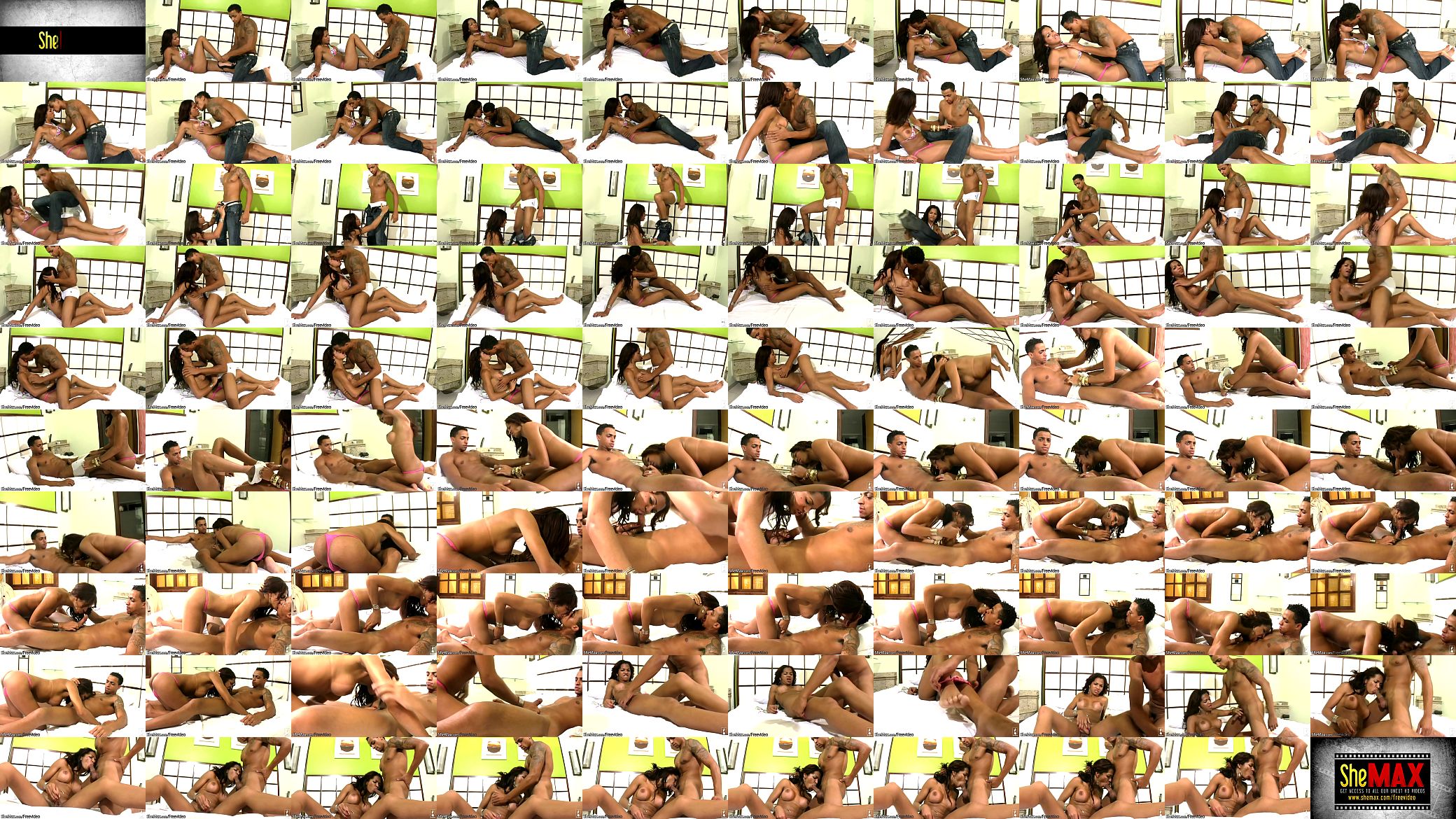 Ebony Latina tgirl in hot bikini sucks and licks big pecker 预览图