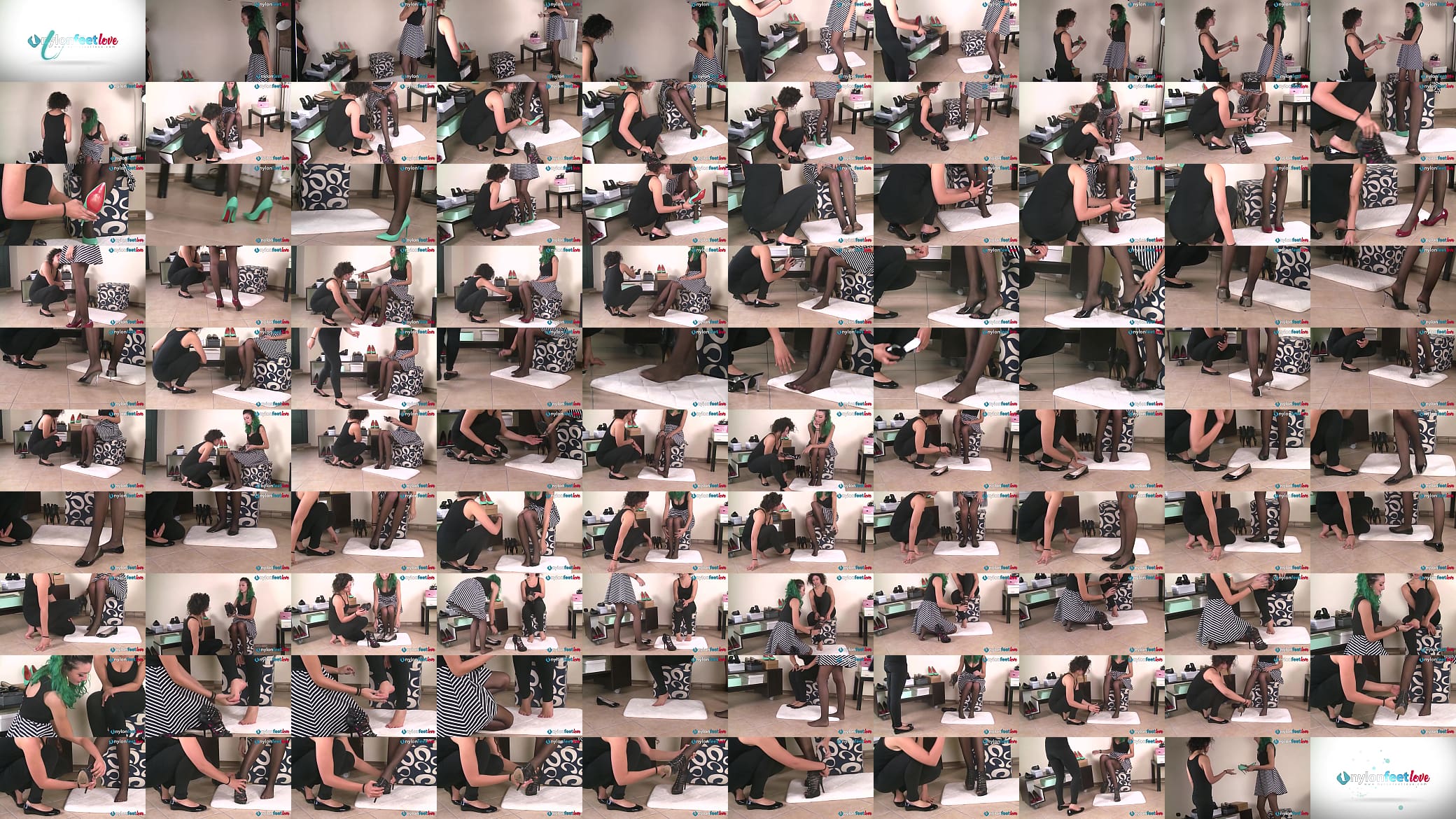Lesbian saleswoman worships client pantyhose feet and heels 预览图