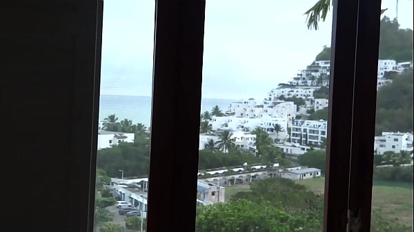 After the beach spying on a beautiful stepmother, full handjob