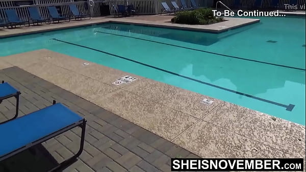 Stripping Off This Bikini Top & Bottom After Spending Time At The Pool, Tiny Ebony Babe Msnovember Undressing From Soaked Clothing To Wash Her Young Twat And Curvy Buns On Sheisnovember