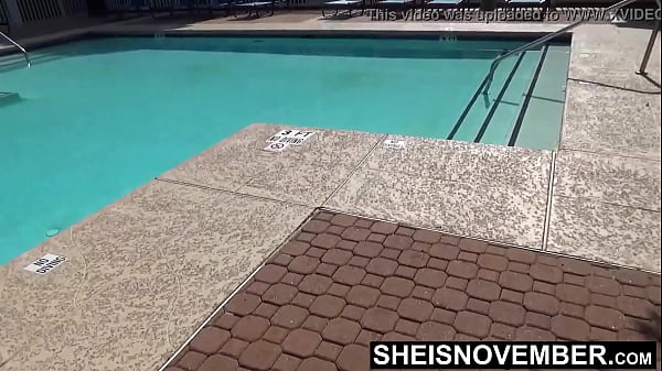 Stripping Off This Bikini Top & Bottom After Spending Time At The Pool, Tiny Ebony Babe Msnovember Undressing From Soaked Clothing To Wash Her Young Twat And Curvy Buns On Sheisnovember