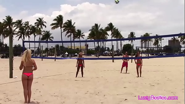 Download Video - From beach volleyball to pool party with sexy bikini besties