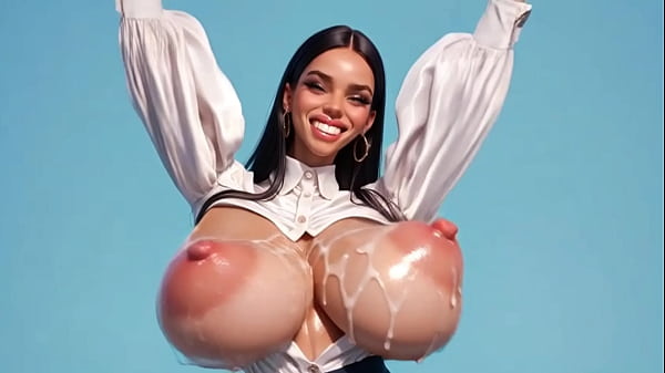 super hot AI latina secretary lets her cummed boobs bounce and jiggle