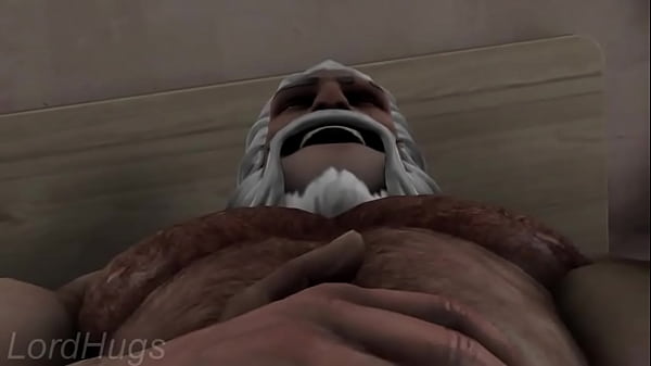 Anime öregember nagy farkával játszik