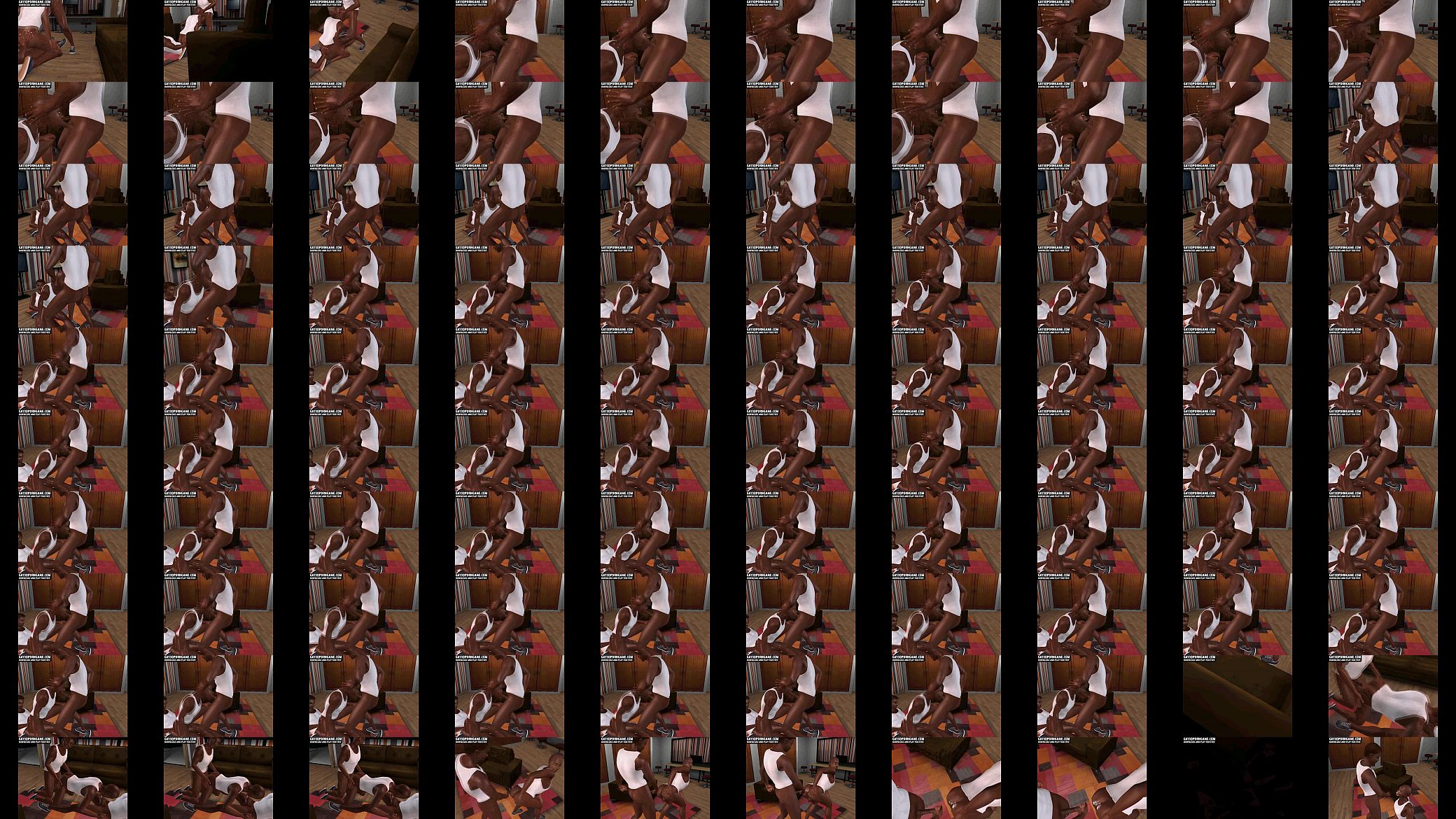 Three horny 3D cartoon ebony studs doing the deed 预览图