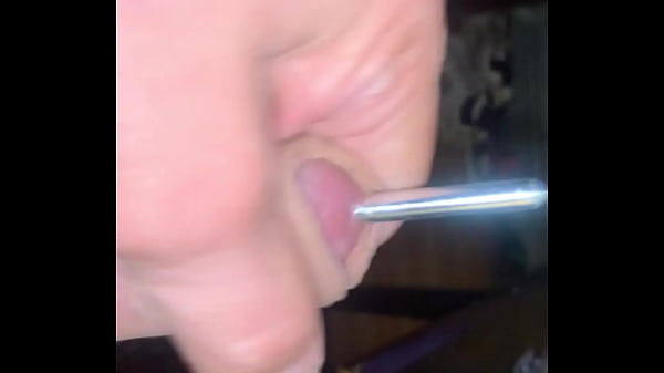 Sounding my cock with rod