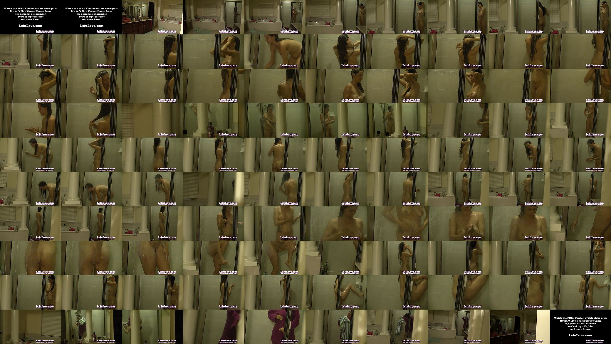 Voyeur spying zooming in on amateur in shower washing hair - Lelu Love 预览图