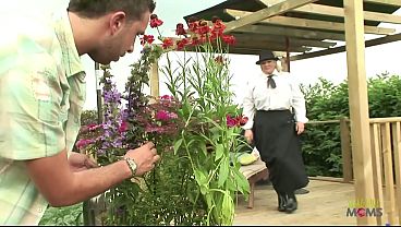 Beautiful weather Outdoor makes for a perfect anal threesome with the curvy blonde milf with big tits