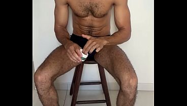 Hairy male with enormous feet