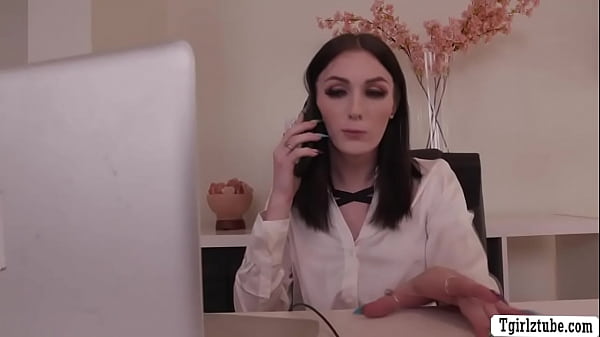 Trans boss anal fucks in the office