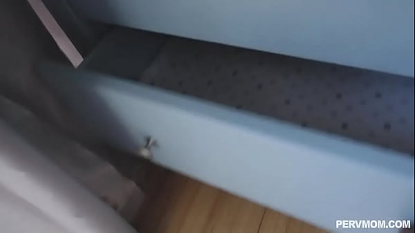 Blonde MILF stepmom caught a horny stepson masturbating