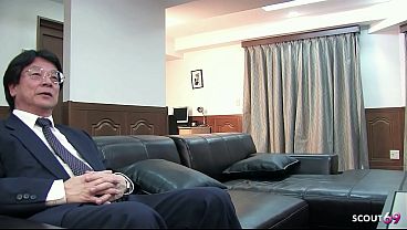 Nymphomaniac Japanese Mature Wife give old Guy a Fuck after he help her to intense Orgasm