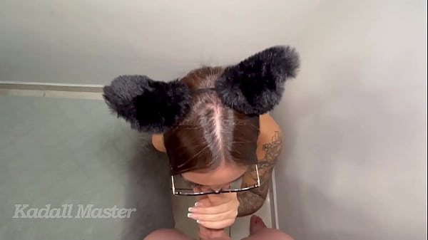 Filling the submissive girlfriend's belly with milk