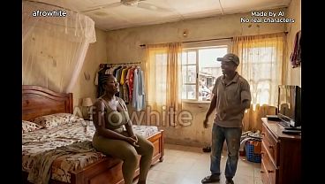 Nigeria black ebony african ( AI Generated ) goddess, a nigerian american origin fucked raw, no condom by an handsome kenyan tourist with his big erected cock, cum shot on her curvy body