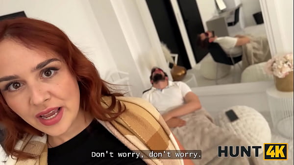 HUNT4K. Redhead freckled babe is fucking in front of her BF