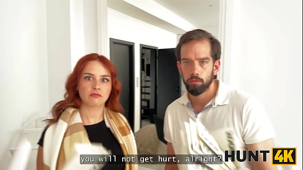 HUNT4K. Redhead freckled babe is fucking in front of her BF
