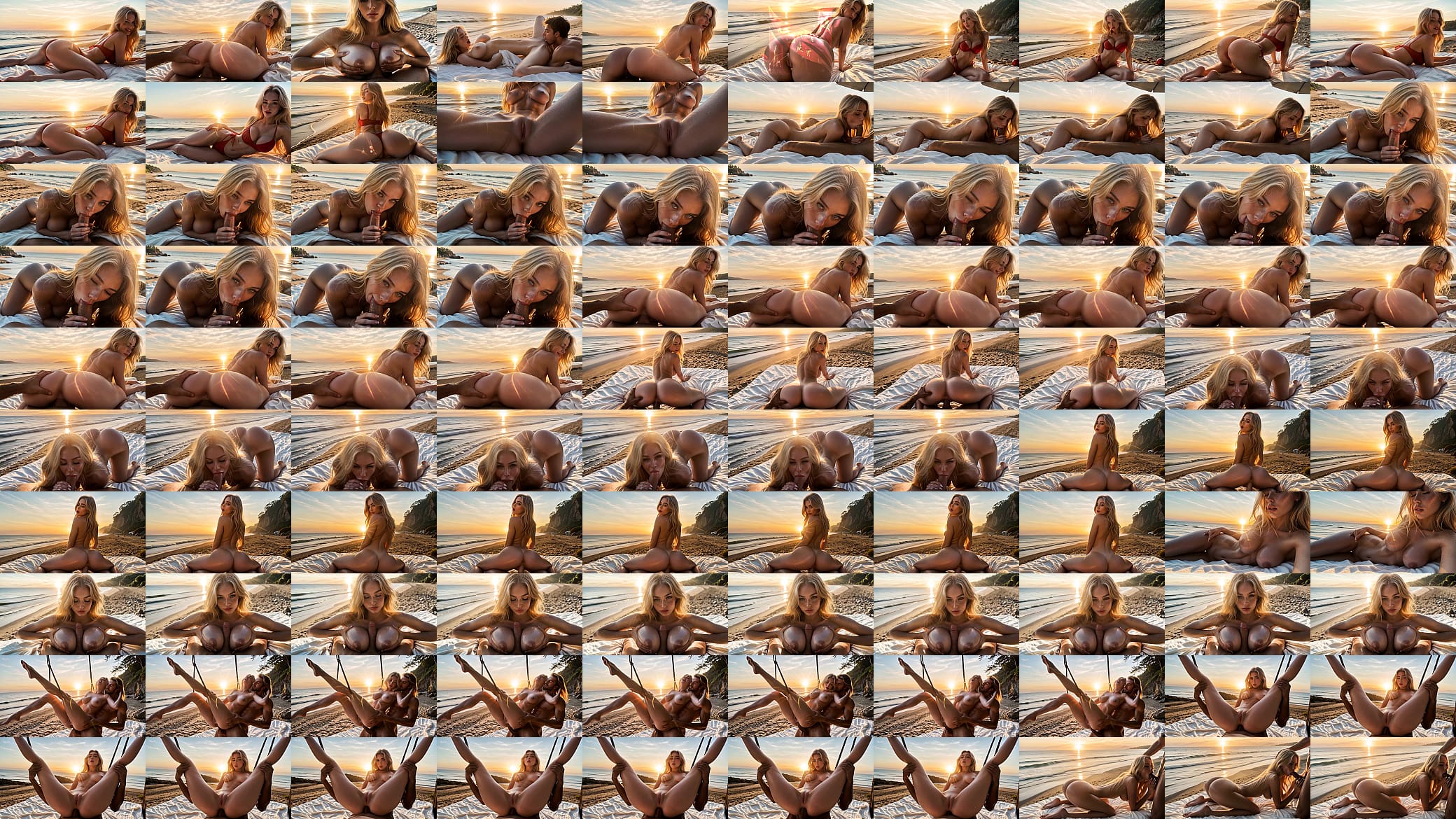 Gentle Sex on a Public Beach with a Busty Blonde - AI Generation 预览图