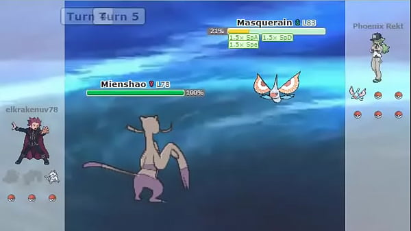 I play the "Random Monotypes" tier in Pokemon Showdown and this is what happens (ends sexual)