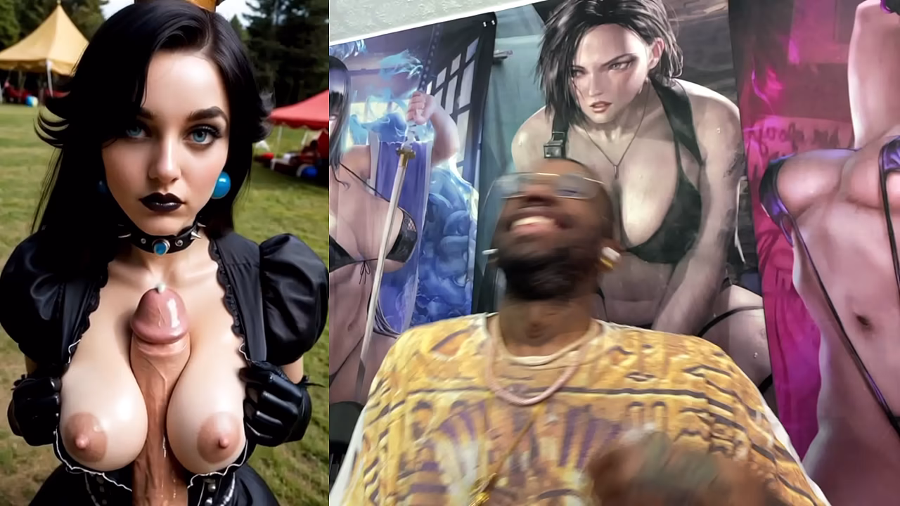 Tan Big Breast Slut Getting Cum Covered, Goth Peach Cock Teasing A Pre-Cumming Cock, Big Breast Slut Rubbing Cum On Her Tits, Lara Croft Cowgirl Ride, AI Generated