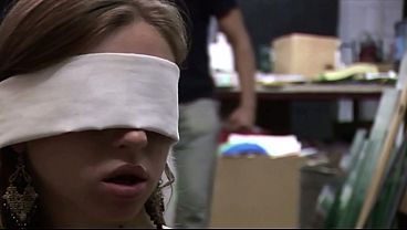 Tied up, blind folded and sodomized by a hard cock cumming on her ass!