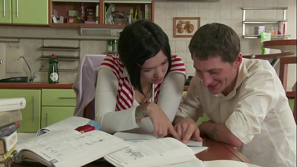 Young Russian Slut Gets Fucked in the Ass on the Kitchen Table Then Sucks Her Mans Hard Cock
