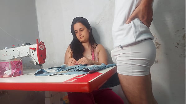 Seamstress watching client's erection!