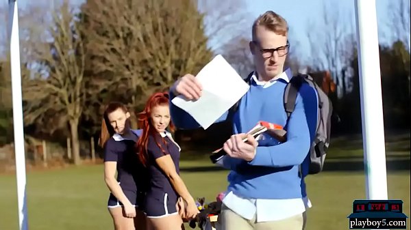 Redhead teen bounces her big ass on a new student