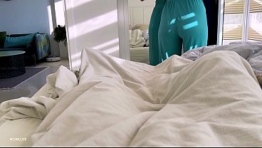 Download Video - Step Mom caught step son with morning boner and helped him cum on her big round ass
