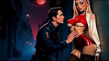 A Police Officer Rough Fucks a Whore in the ass in street an alley - AI Generation Anal Hentai
