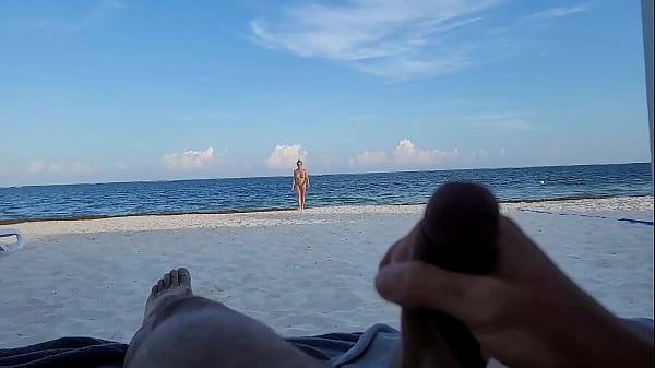 POV: Hot Nude Blonde On Beach Sees My Cock And Cant Resist