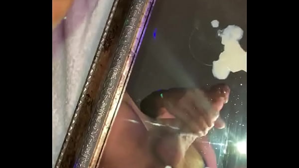 Download Video - Moaning while he blows a huge cumshot on a mirror