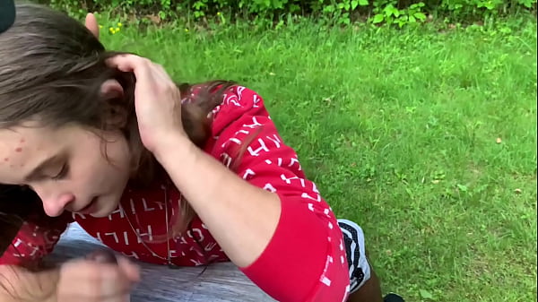 Lesbian best friend sucks dick on the park bench