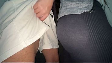 Big-assed girl grabs a stranger's cock in the store.