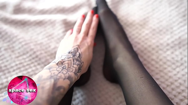Babe in Stockings Masturbate Pussy and Cum on Feet - Hot Solo with Camera