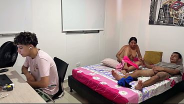 DON'T CUM INSIDE ME, THE CUCKOLD'S RIGHT THERE! My husband gets distracted and my best friend fucks me really good.