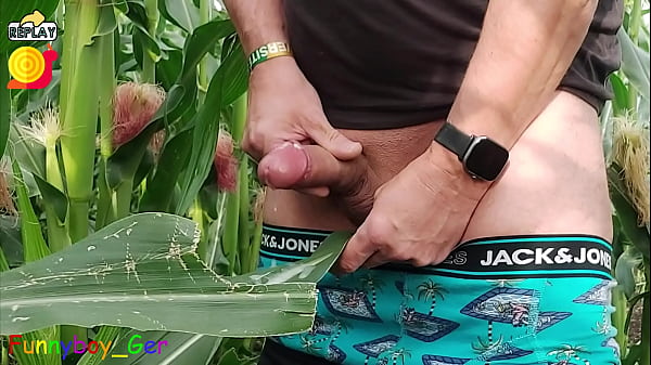 Dirty jerking off my big cob in the cornfield, ...