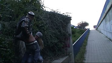 Young Couple fucked Outdoor by Railyway Station Public