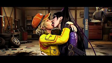 Bayonetta X Cindy Aurum lesbian kissing (Bayonetta, Final Fantasy VII /AI generated)