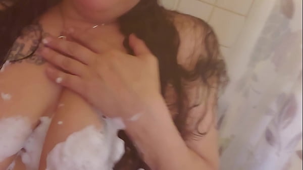 Playing With Her Tits in the shower.