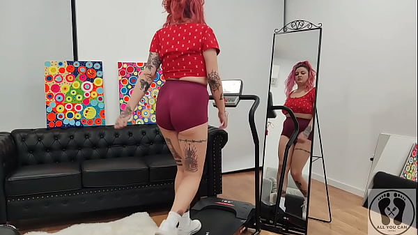 TREADMILL CHUBBY GIRL EXERSICES SHORT TIGHTS BI...