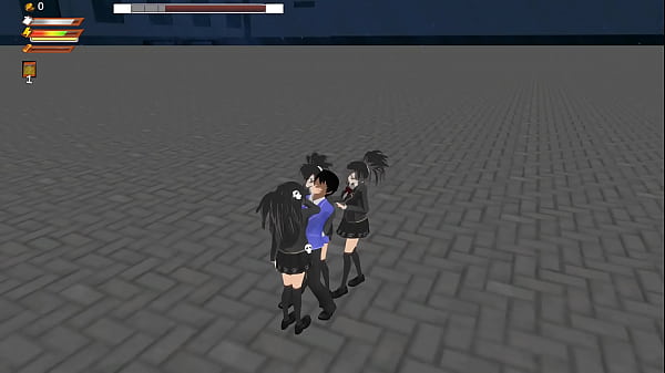 3d game "Femdom University" 3v1 fight gameplay