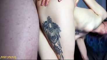 petite goth gets facial cumshot