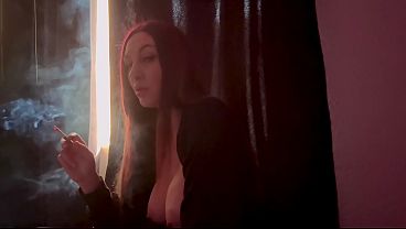 Italian Long Hair Big Tits Milf Artemisia Love Hot Solo Cigarette Smoking Session