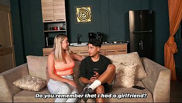 Big-breasted stepmother comforts her stepson after he breaks up with his girlfriend