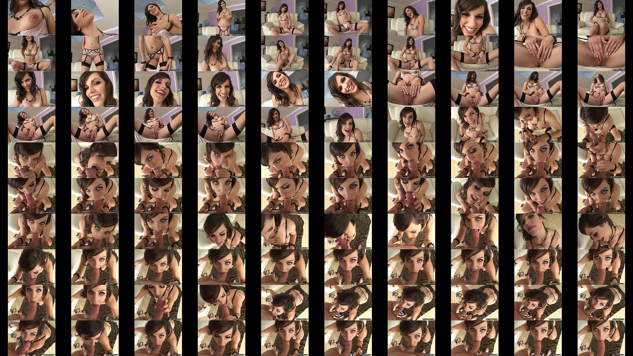 Brunette MILF rubs her pussy before sucking cock 预览图