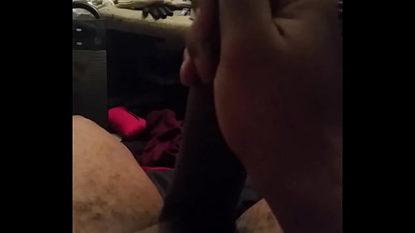 Good boy strokes his fat cock